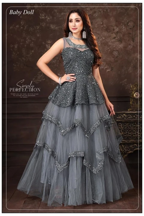 Net Embroidered Party Wear Gown at Rs 5000 in Bhopal | ID: 2850625997130