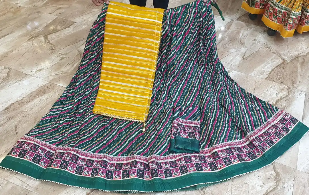 Fabric.. DOLA CHINON 



Beautiful lahnga WITH CRUSH 



CRUSH DUPTAA 
🤩🤩
 Stitched with lining as uploaded by Gotapatti manufacturer on 5/8/2023