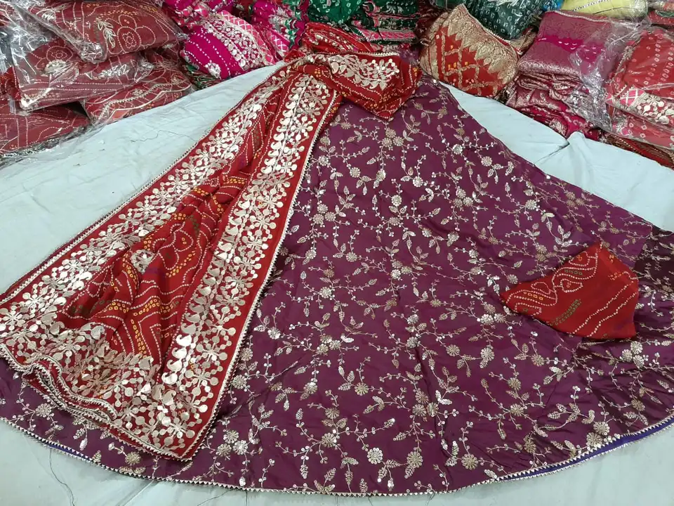 🥰🥰 *New Launch Beautiful Lahenga ( Skirt )*😘🥰

*Full Sitiched  gota Zari lehnga*
 
*Fabric sillk uploaded by Gotapatti manufacturer on 5/8/2023