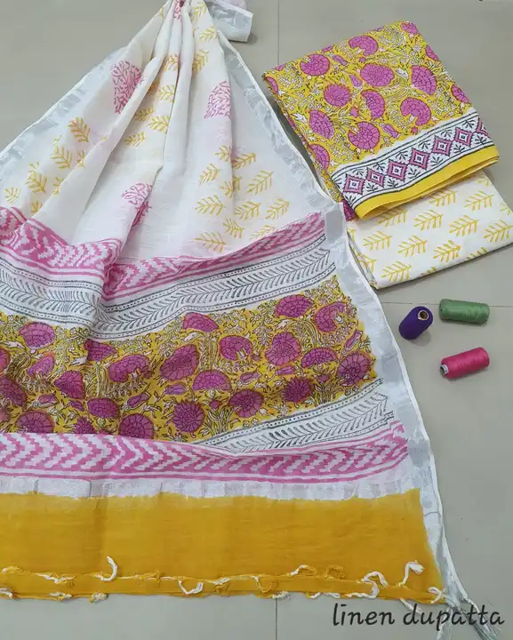 Pure cottsn lilne duppata suite uploaded by Handloom print on 5/28/2024