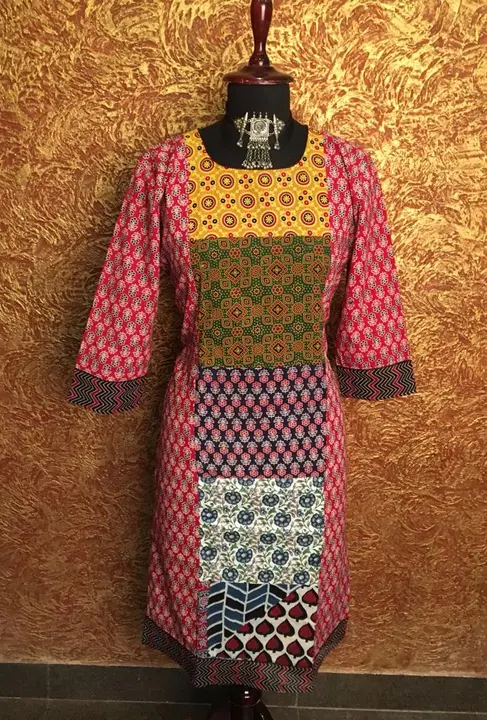 *new stock* 👗👗
*The exclusive Hand work Ajrakh patch work  kurti👗*

*No Filter Photo*

Limited qu uploaded by Srhi Goga Ji Maharaj hand black print on 5/9/2023