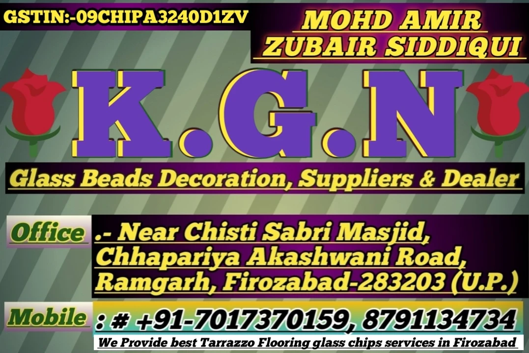 Visiting card store images of K G N Glass Beads