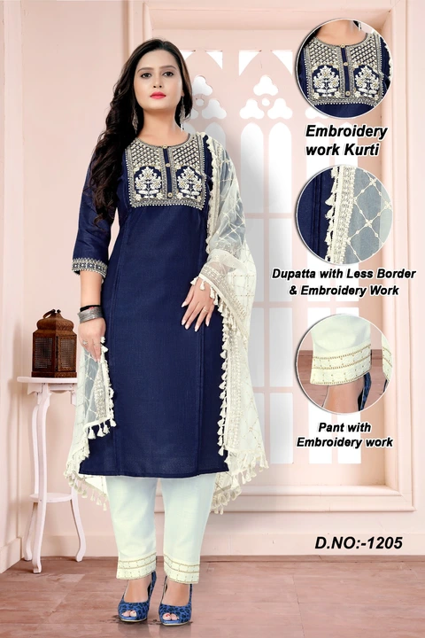 Cotton kurti , cotton pant, dupatta with fancy lace uploaded by Ramapir Fashion on 5/9/2023