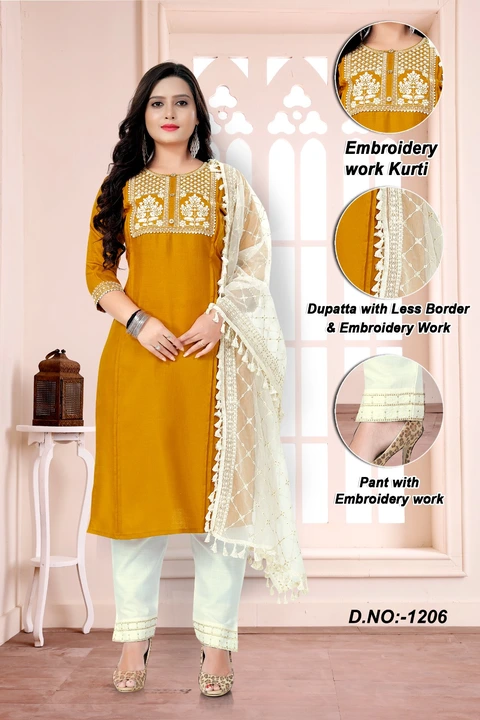 Cotton kurti, pant with lakhanvi dupatta uploaded by Ramapir Fashion on 5/9/2023