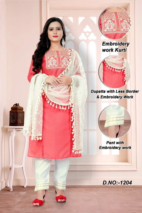 Cotton kurti, pant with lakhnavi dupatta uploaded by Ramapir Fashion on 5/9/2023