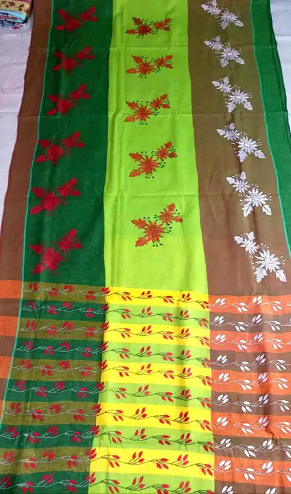 Kantha Work Cotton Saree uploaded by Rangoli Kantha Stitch Works on 5/9/2023