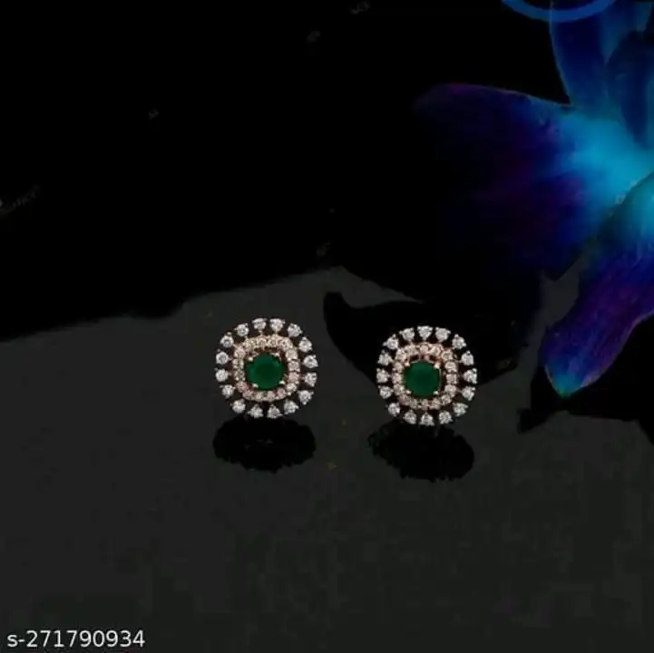 Green AD Rosegold Fancy Earrings  uploaded by Namah Creation on 5/9/2023