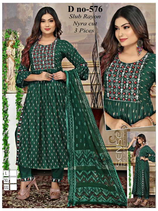 Nyra cut kurti with pant with dupatta  uploaded by S.NARESH KUMAR  on 5/9/2023