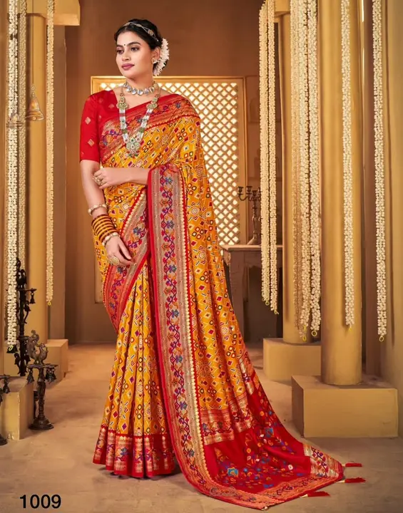 Patola munga crape silk sarees with paithani border  uploaded by Miss Lifestyle on 5/9/2023