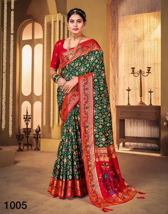 Patola munga crape silk sarees with paithani border  uploaded by Miss Lifestyle on 5/9/2023
