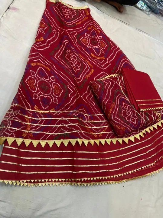 New launch kota doriya fabric  design   Beautiful   Bhandej design   lehnga with duppta inner linig  uploaded by Gotapatti manufacturer on 5/9/2023