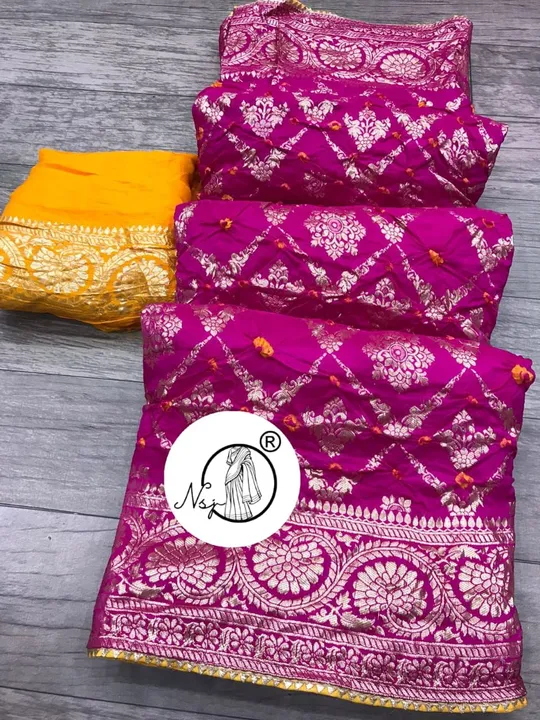 Presents  unique badhni Saree*  

beautiful  colour combination saree for all ladies 

💖💖new Launc uploaded by Gotapatti manufacturer on 5/9/2023