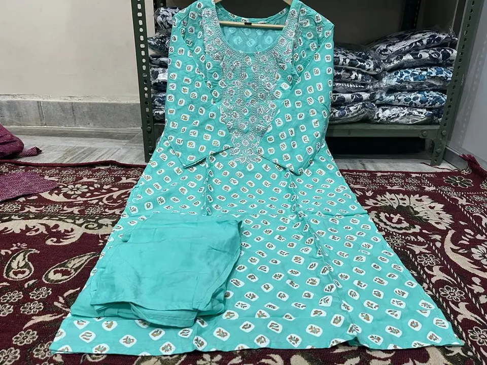 *👗👗👗👗👗.*

      *Beautiful 2 pic kurti pant set with heavy silver Jeri Embroidery work on pant* uploaded by Liberrty fashion & Creations on 5/10/2023