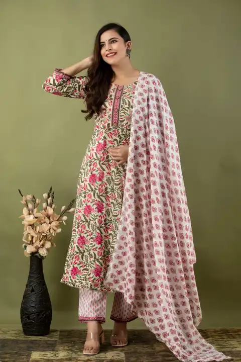 M/38 to XXL/44, Cotton Fabric gown With Heavy Manual Foil Mirror Zari & Gotta Lace Work Heavy Qualit uploaded by Online Ladies Dresses on 5/10/2023