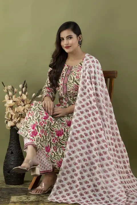 M/38 to XXL/44, Cotton Fabric gown With Heavy Manual Foil Mirror Zari & Gotta Lace Work Heavy Qualit uploaded by Online Ladies Dresses on 5/10/2023