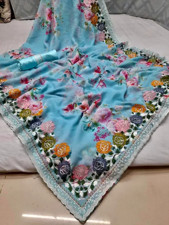 Georgette saree uploaded by SAURYA LIFE STYLE on 5/10/2023