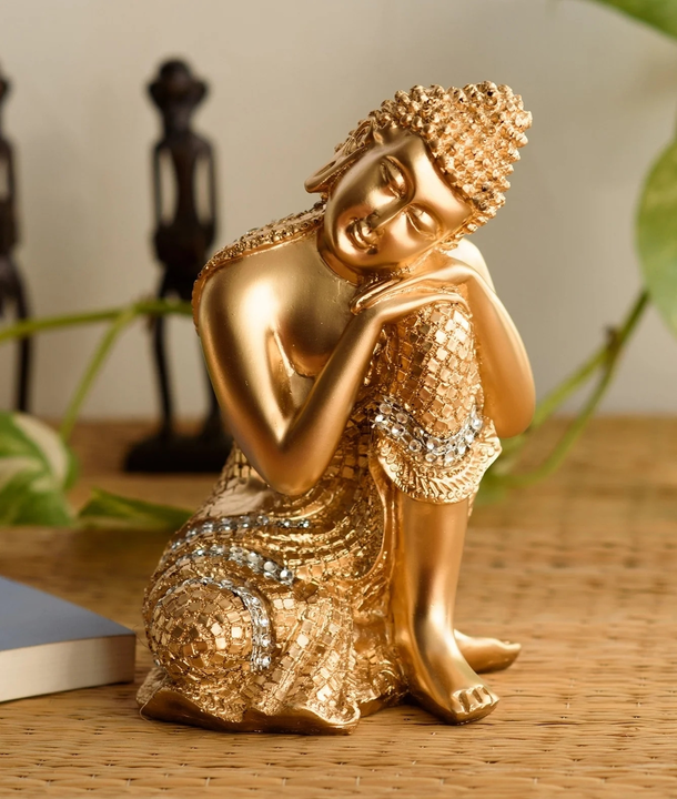 Polyresin Golden Resting Buddha on Knee Statue uploaded by Home decor on 5/10/2023
