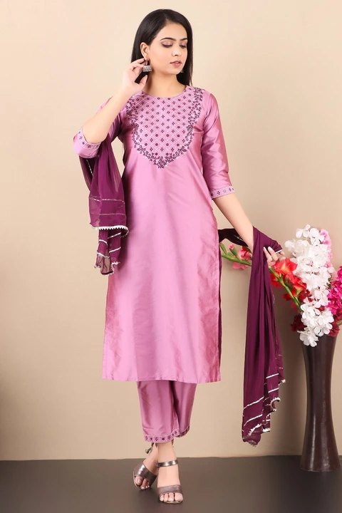 EXCLUSIVE THREE PIECE OUTFIT- KURTI WITH PANT AND DUPATTA uploaded by DUDHAT Impax on 5/10/2023