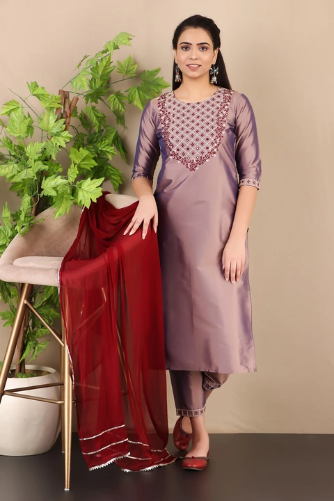 EXCLUSIVE THREE PIECE OUTFIT- KURTI WITH PANT AND DUPATTA uploaded by DUDHAT Impax on 5/10/2023