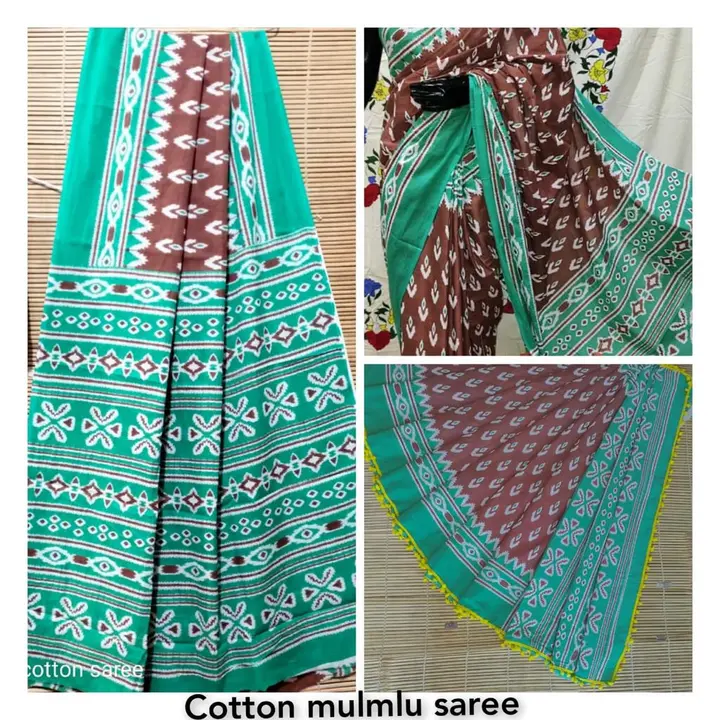 Pure cottan mulmul sarees uploaded by Handloom print on 5/10/2023