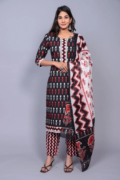 🎉🎊🥳 Designer Readymade 3 PCS Stitched Suite 🥳🎊🎉
💃Hand Block Printed COTTON kirti  💃
➡Hand Bl uploaded by Saiba hand block on 5/10/2023