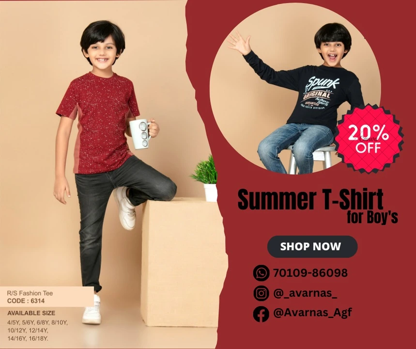 Offers!!! SUMMER COLLECTION FOR BOYS T-SHIRT  uploaded by Avarnas on 5/28/2024