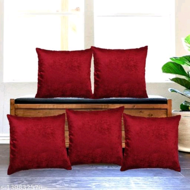 VELVET FABRIC 5 PC SET CUSHION COVER 16X16 INCHES. WITH HIDDEN ZIP uploaded by business on 5/10/2023