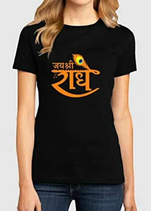 Radhe radhe tshirt girls/boys,white/black colour available,half and ful sleeves available  uploaded by Antilia Fashion Collection on 5/10/2023