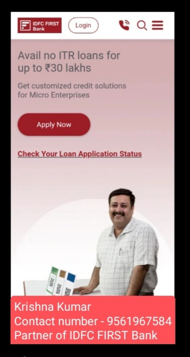 Post image Hey! 👋

This is your business consultant Krishna Kumar. I'm helping people get the right financial products as per their needs.

Please register and get:

💡 Strong product suggestions
📄 Easy application process
✔️ Personal guidance

All of this at ₹0 consultation fee.

Register here: https://wee.bnking.in/Njc2YjFl