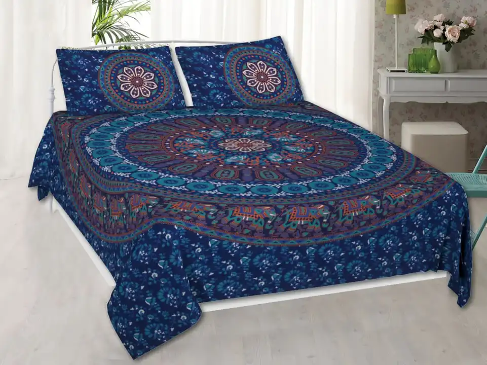 90 inches by 108 inches, Barmeri Print  King size bedsheets with 2 pillow covers uploaded by Online Ladies Dresses on 5/11/2023