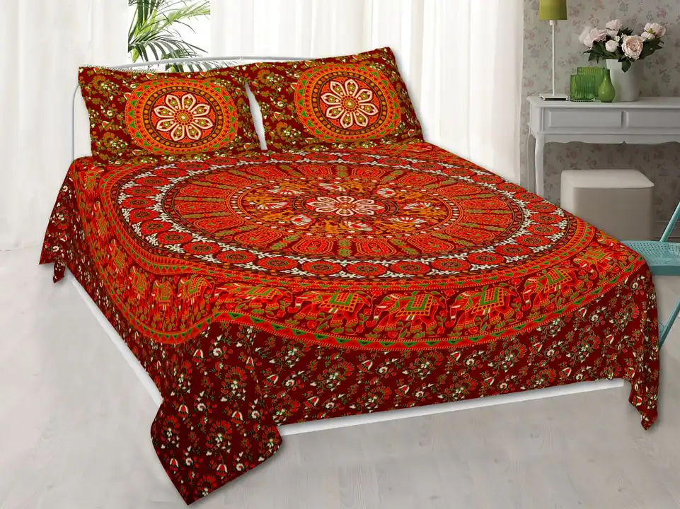 90 inches by 108 inches, Barmeri Print  King size bedsheets with 2 pillow covers uploaded by Online Ladies Dresses on 5/11/2023