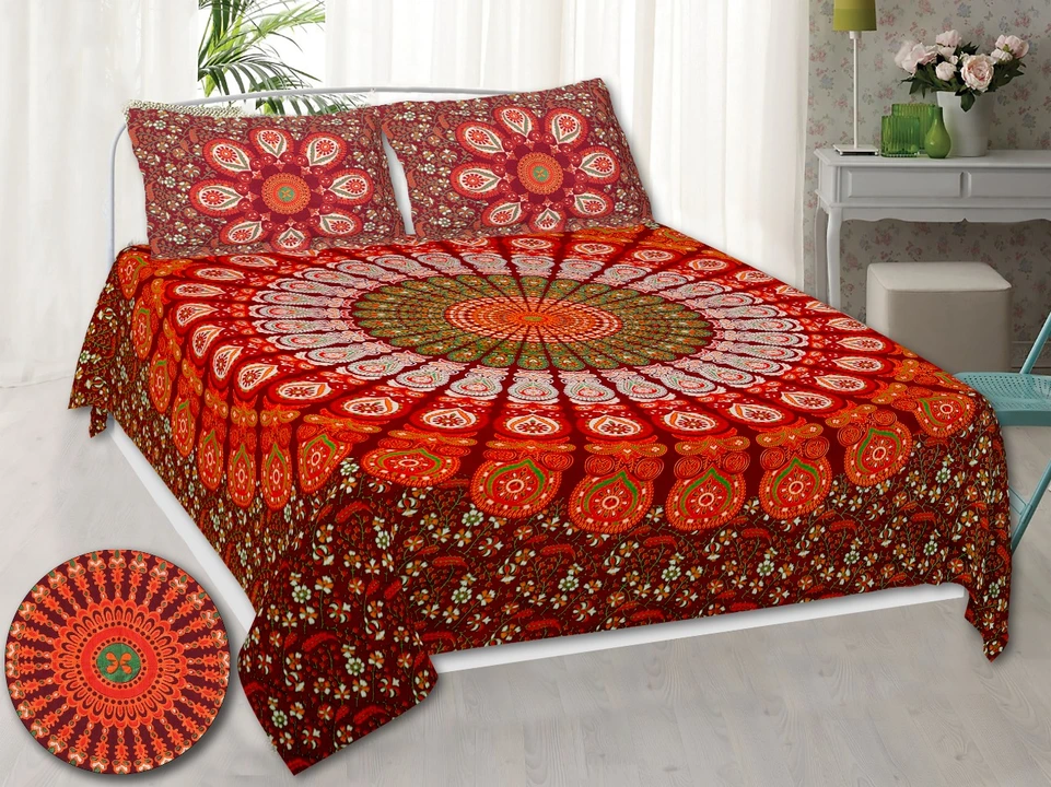 90 inches by 108 inches, Barmeri Print  King size bedsheets with 2 pillow covers uploaded by Online Ladies Dresses on 5/11/2023