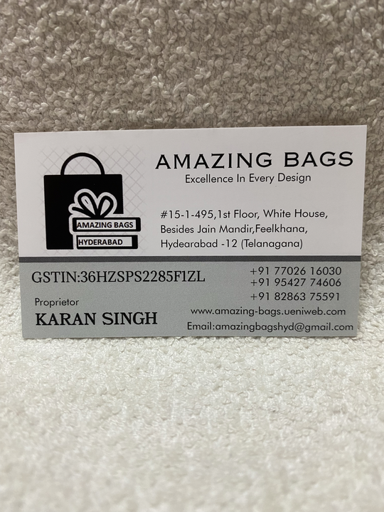 Visiting card store images of Amazing Bags