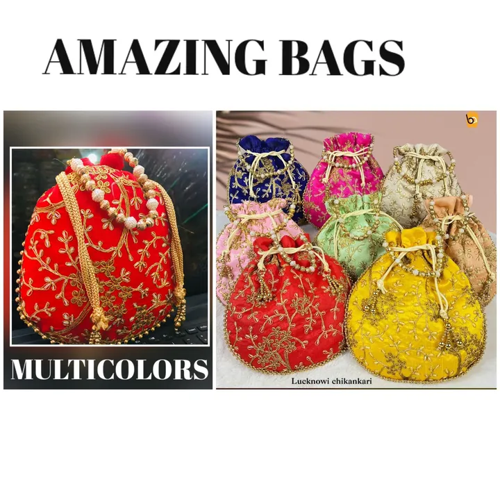 Potli bags with embroidered design  uploaded by Amazing Bags on 5/11/2023