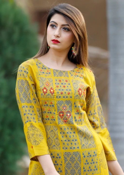 M to XXL, Embroidered & Printed Rayon Fabric Kurti With Printed Palazo* uploaded by Online Ladies Dresses on 5/11/2023