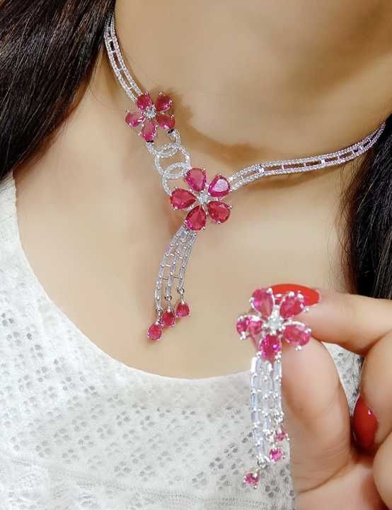 *Beautiful Real Ad nd Cz Stone Necklace with Earrings*
 uploaded by SV fashion collection  on 3/9/2021