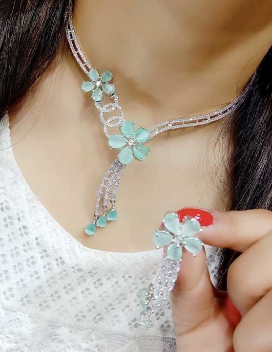 *Beautiful Real Ad nd Cz Stone Necklace with Earrings*
 uploaded by business on 3/9/2021