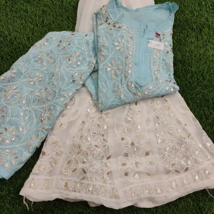 Ladies long kurti with sharara  uploaded by Lcf crafts (lucknow Chikan factory) on 5/11/2023