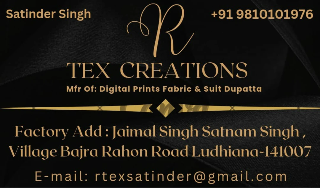 Visiting card store images of R T Creations