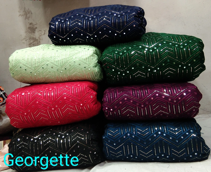 Georgette Sequence mirror Fabric uploaded by Kashiba jari on 5/11/2023