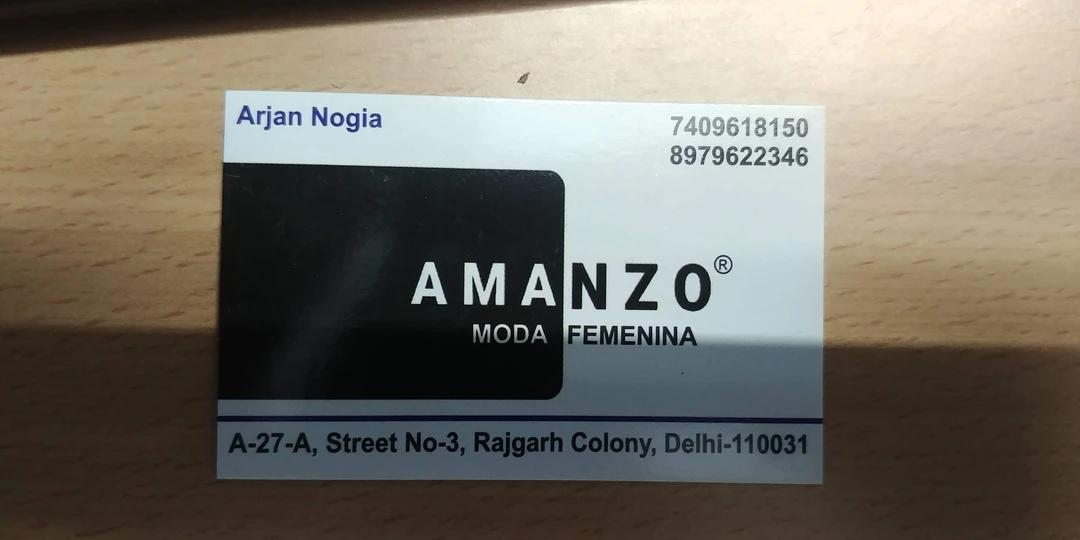 Visiting card store images of Amanzo