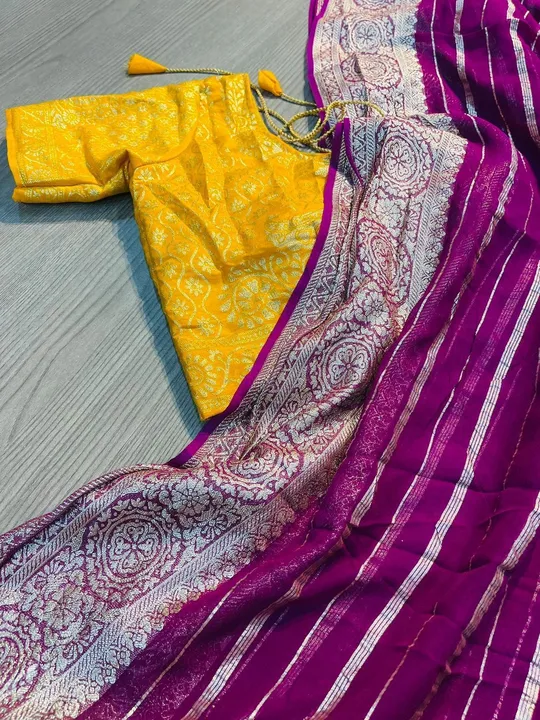 Georgette saree with banarasi silk  uploaded by Suyukti fab on 5/11/2023