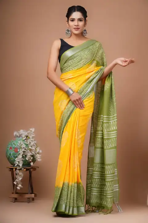 `` 


☘️ *NEW COLLECTION OF LINEN SAREE*

☘️ *SAREE LENGTH*:-5.5 METER

☘️ *BLOUS LENGTH*:-1 METER
 uploaded by Saiba hand block on 5/11/2023