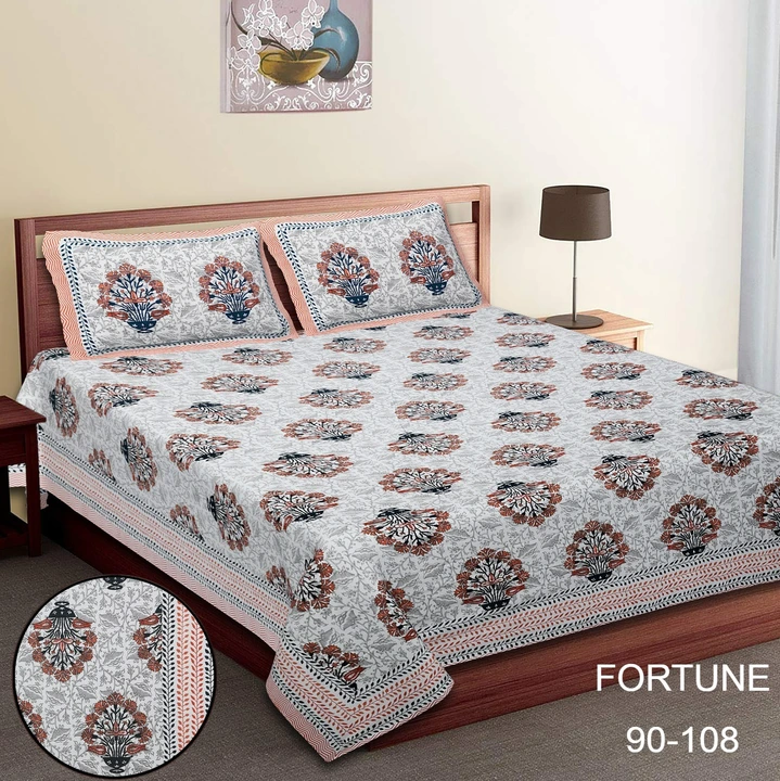 90 inches by 108 inches*King size bedsheets with 2 pillow covers   _Premium Quality_  100 % Cotton A uploaded by Online Ladies Dresses on 5/11/2023