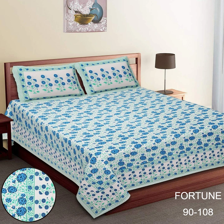 90 inches by 108 inches*King size bedsheets with 2 pillow covers   _Premium Quality_  100 % Cotton A uploaded by Online Ladies Dresses on 5/11/2023