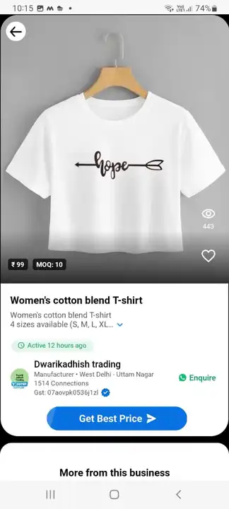 Crop t -shirt uploaded by Dwarikadhish trading on 5/11/2023