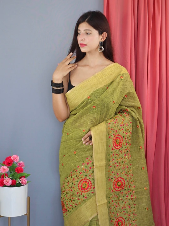 Linen saree uploaded by Miss Lifestyle on 5/11/2023