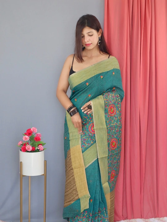 Linen saree uploaded by Miss Lifestyle on 5/11/2023