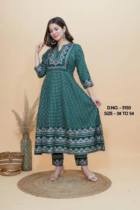 👗 *Beautiful Heavy Rayon 14 Kg. Best Quality fabric, Long Length (47”) Kurti With Silver Print, Got uploaded by Rabi creation on 5/11/2023