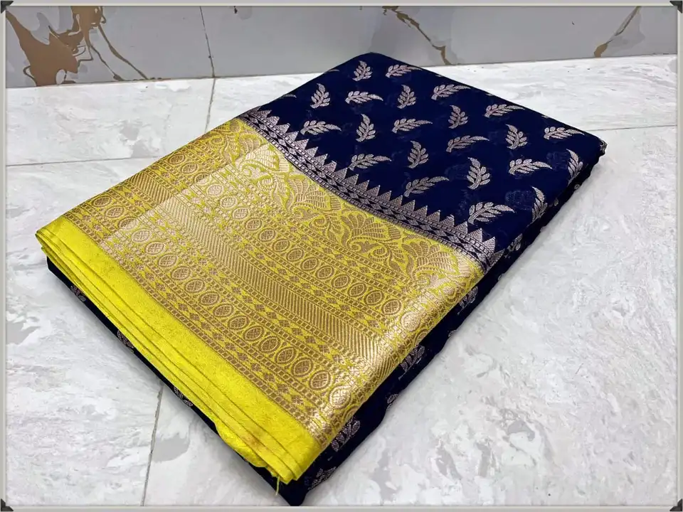 Banarasi daeyble semi jorjet silk saree  uploaded by Zainab fashion on 5/11/2023